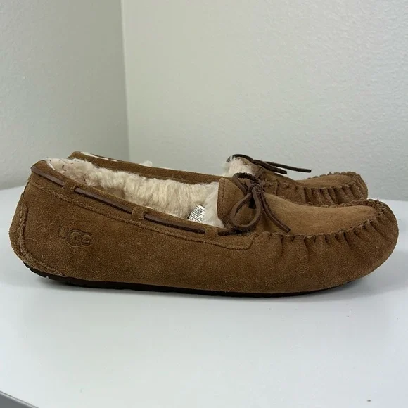 UGG Slippers Suede Leather Dakota Water-Resistant Chestnut Brown Size 6 - Picture 3 of 15